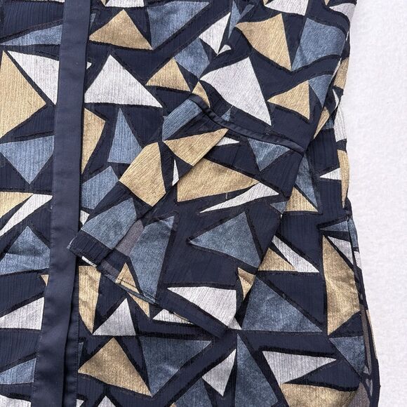 Lafayette 148 Desra Burnout Blouse Shirt Medium‎ Cutout Metallic Long Old Money - Picture 5 of 10